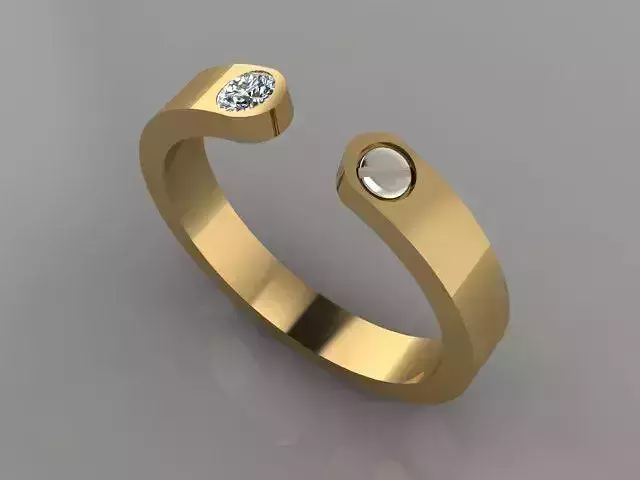 Ring gold with two diamonds