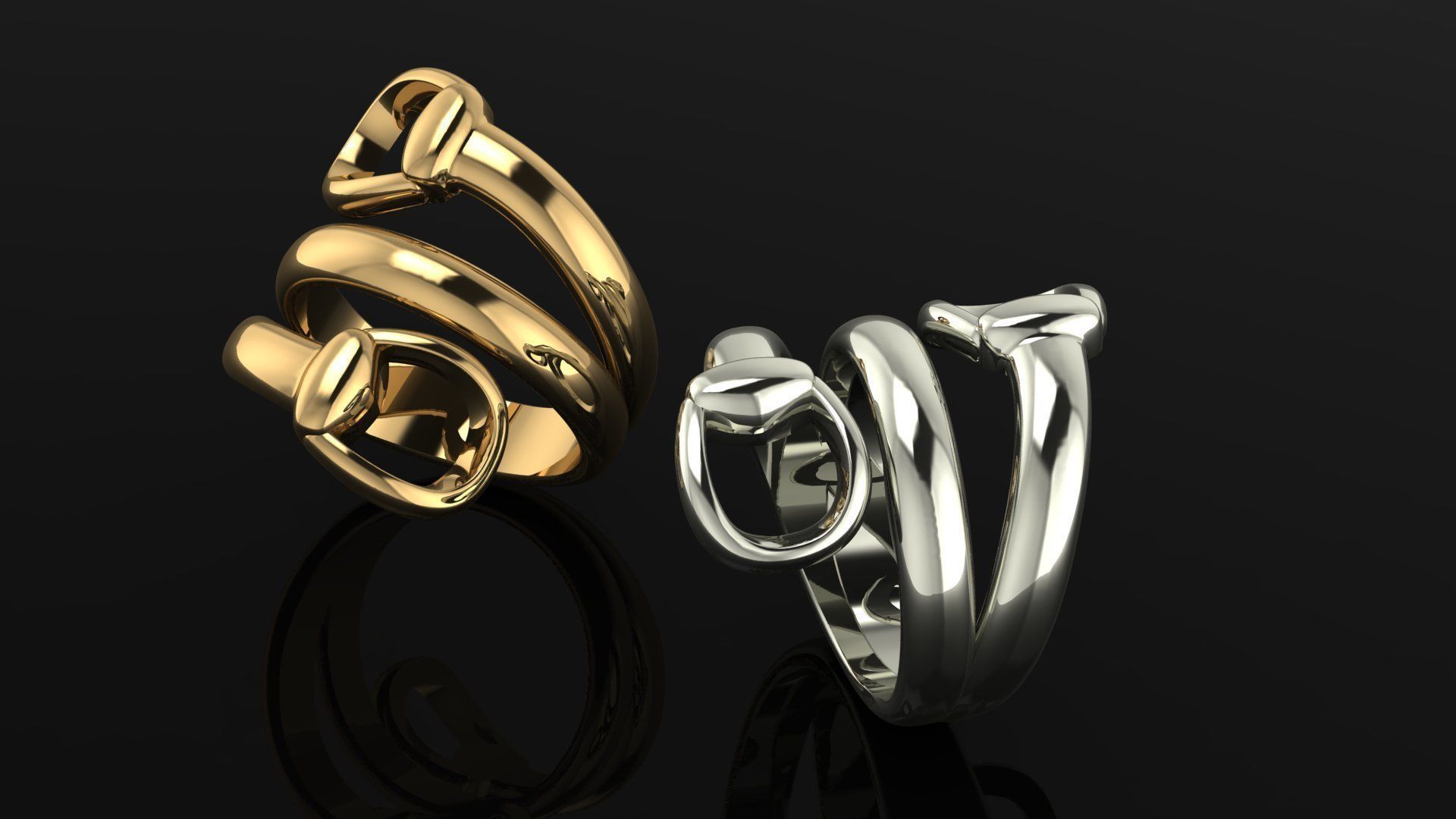 Ring pair of gold rings 3D print model_1