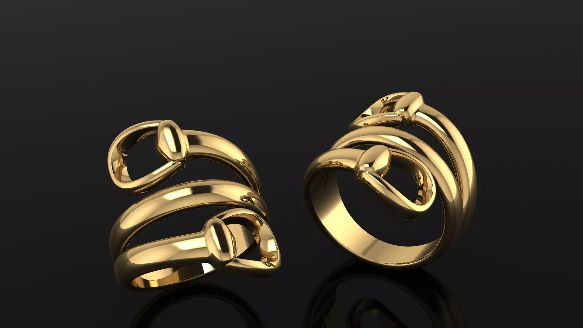 Ring pair of gold rings 3D print model_0