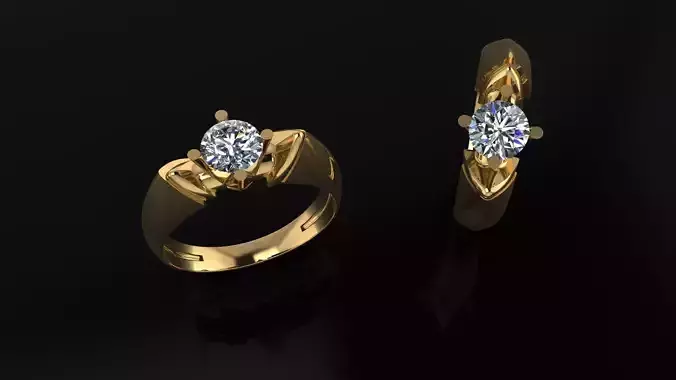 Ring two gold rings with diamond in middle