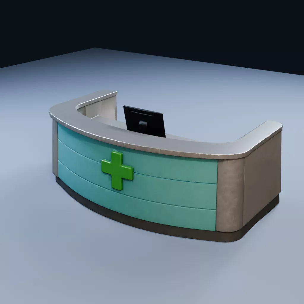 Hospital Reception Counter Low Poly PBR Game Asset Low-poly 3D model