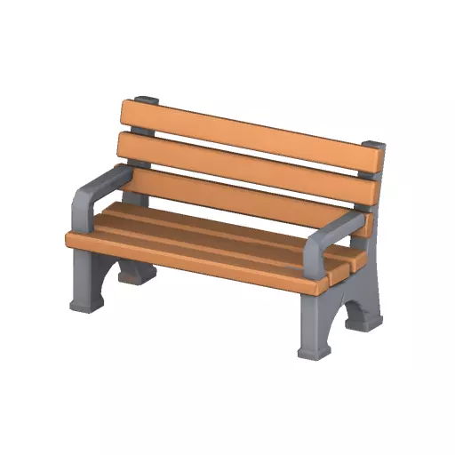 Town Park Bench Low Poly PBR Game Asset Low-poly 3D model
