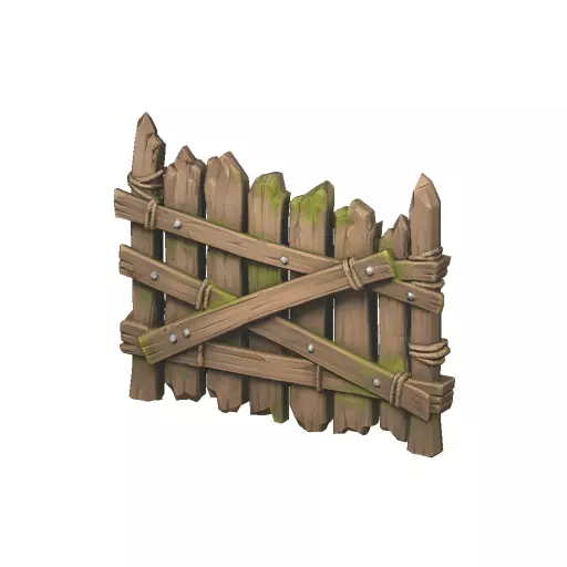 Wooden Barricade Wall Low Poly PBR Game Asset Low-poly 3D model