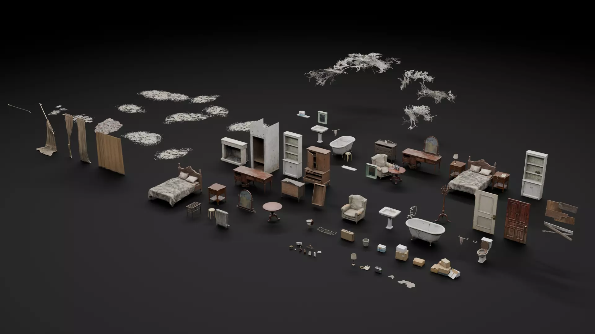 Furniture Abandonned Low-poly 3D model