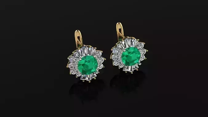 Earrings emerald and diamond
