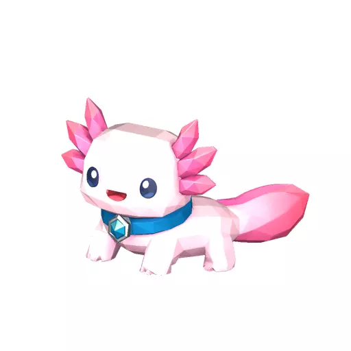 Tiny Axolotl Pet Low Poly PBR Game Asset Low-poly 3D model