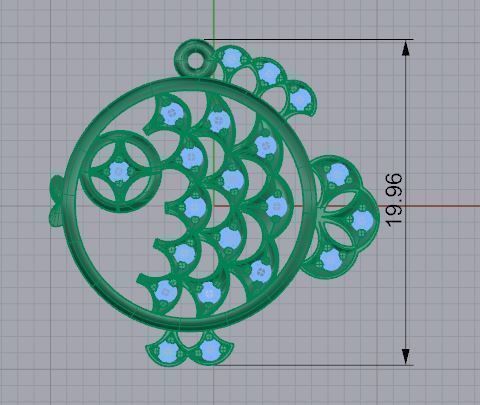 Pendant fish with beads 3D print model_1