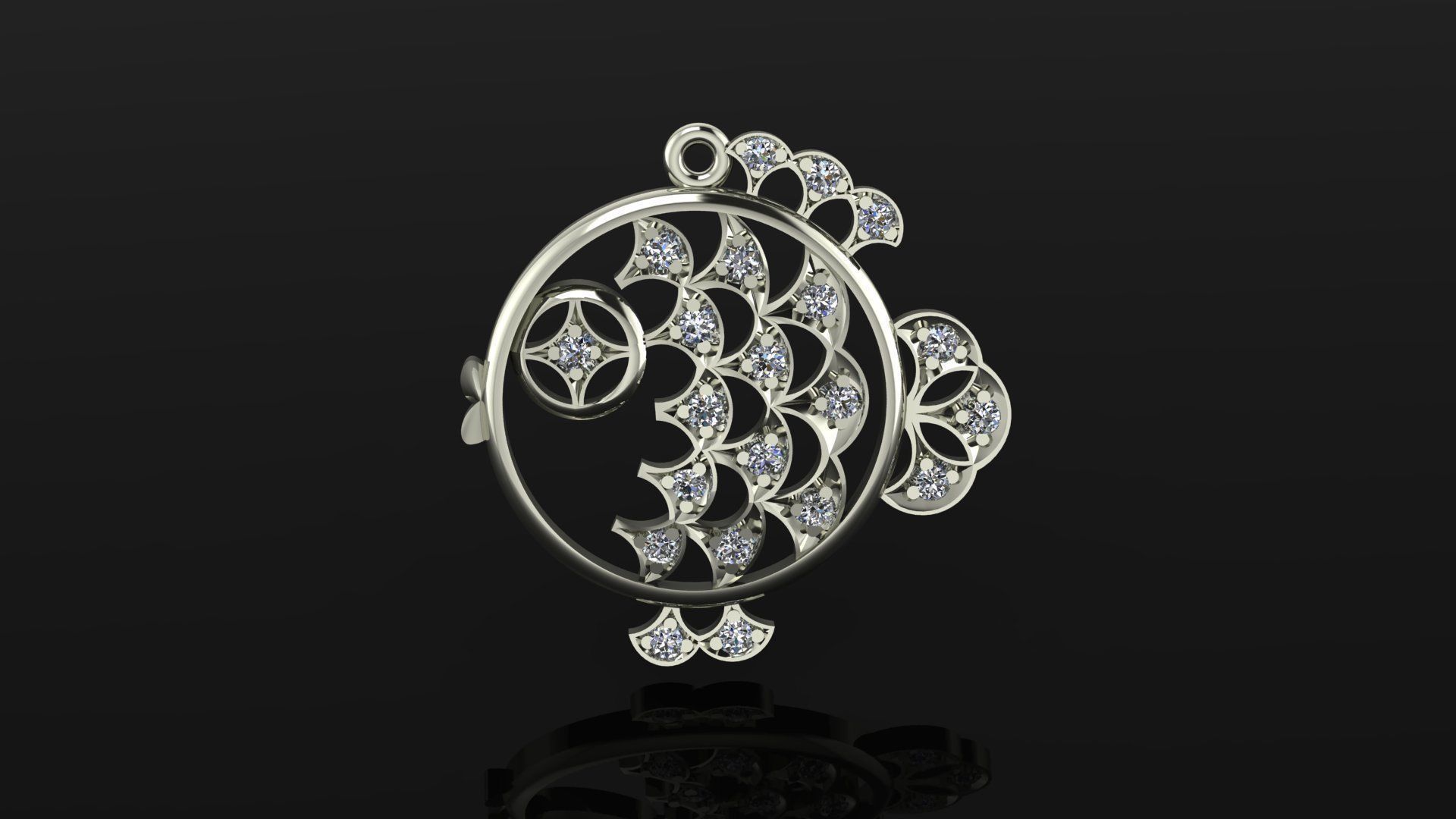 Pendant fish with beads 3D print model_3