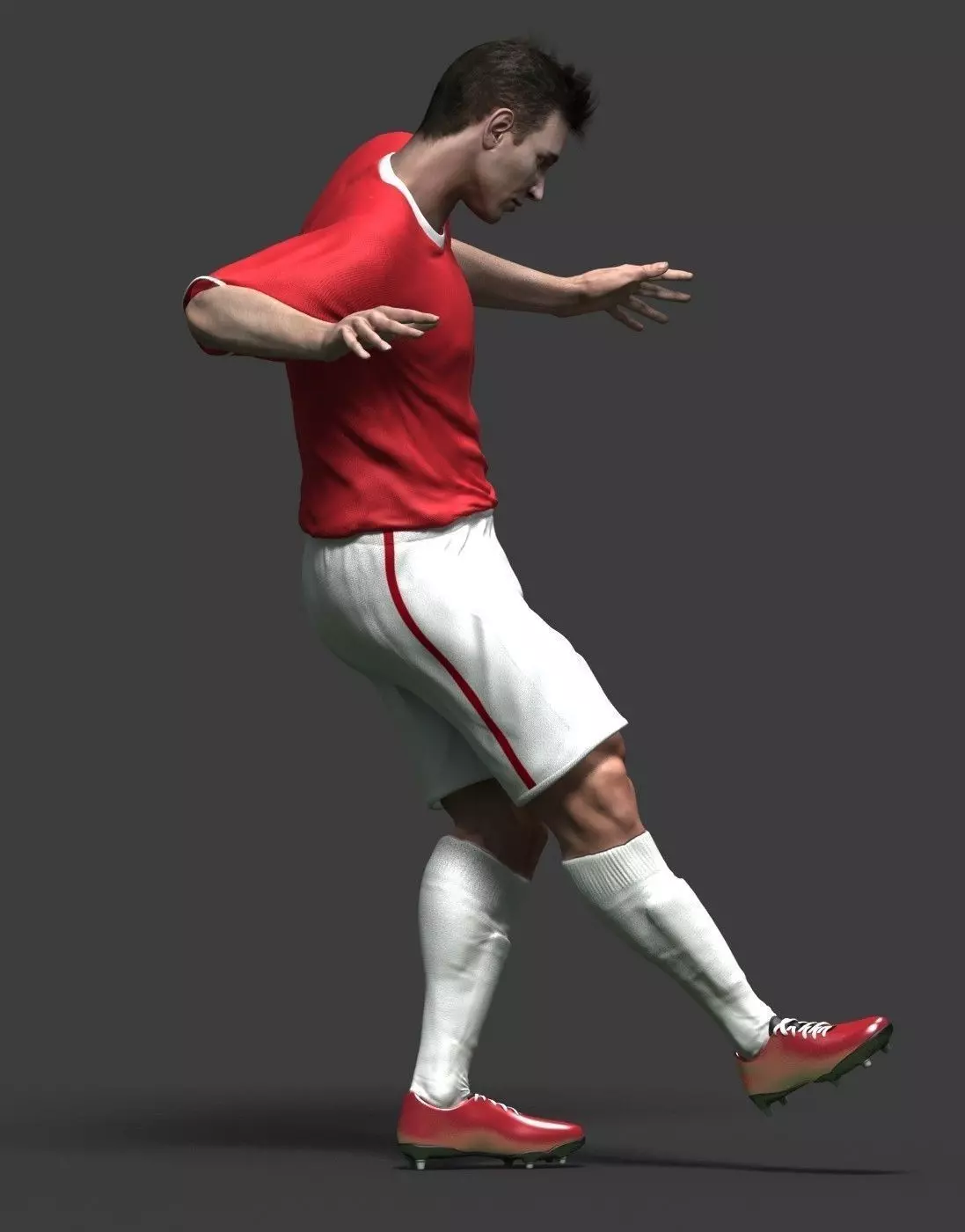 Soccer player Low-poly 3D model_0