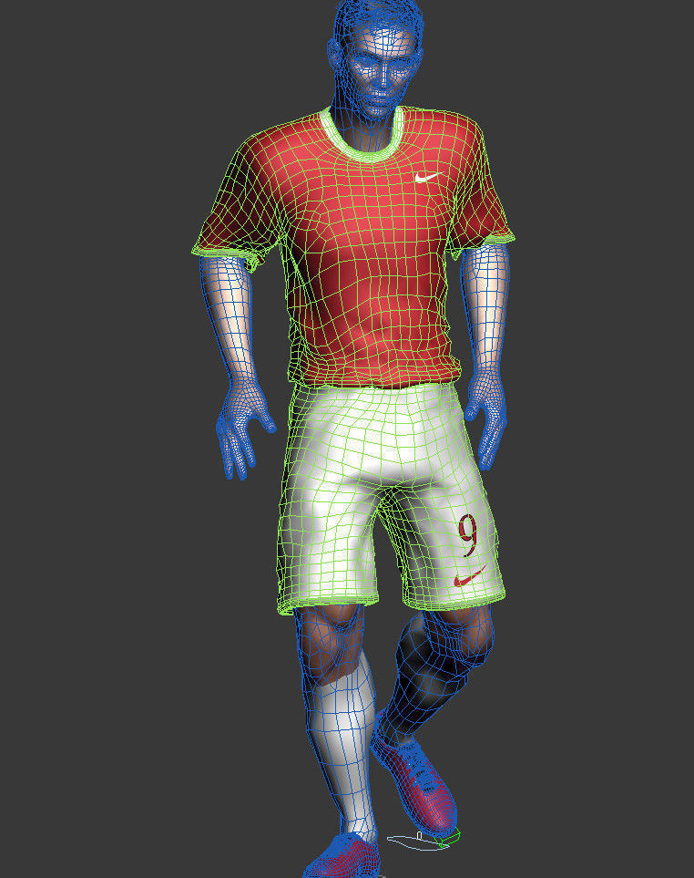 Soccer player Low-poly 3D model_5