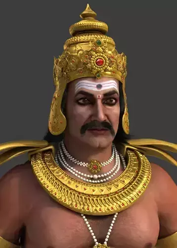 Ravana hindu man in traditional clothing Low-poly 3D model