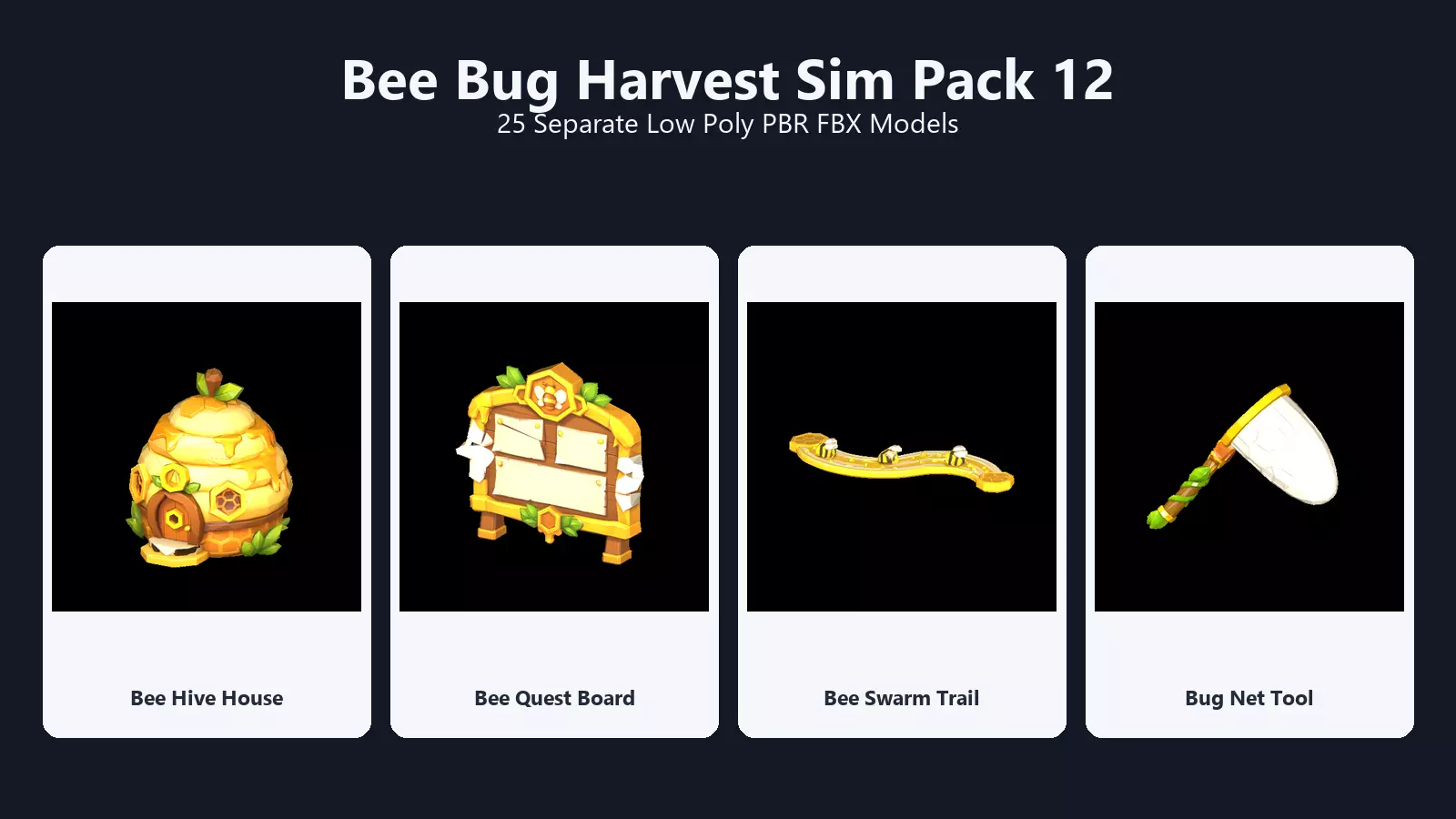 3D model Bee Bug Harvest Sim Pack 12 - 25 Low Poly PBR FBX Models VR ...
