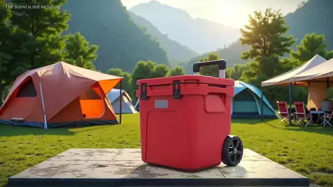 Outdoor Wheeled Ice Chest Red 3D model 2