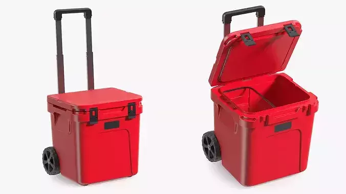 Outdoor Wheeled Ice Chest Red 3D model 4