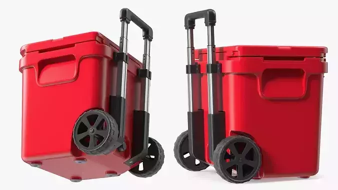 Outdoor Wheeled Ice Chest Red 3D model 6