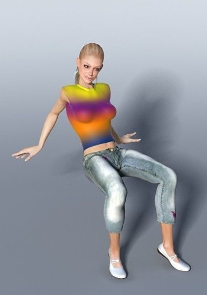 Monica woman Low-poly 3D model_11