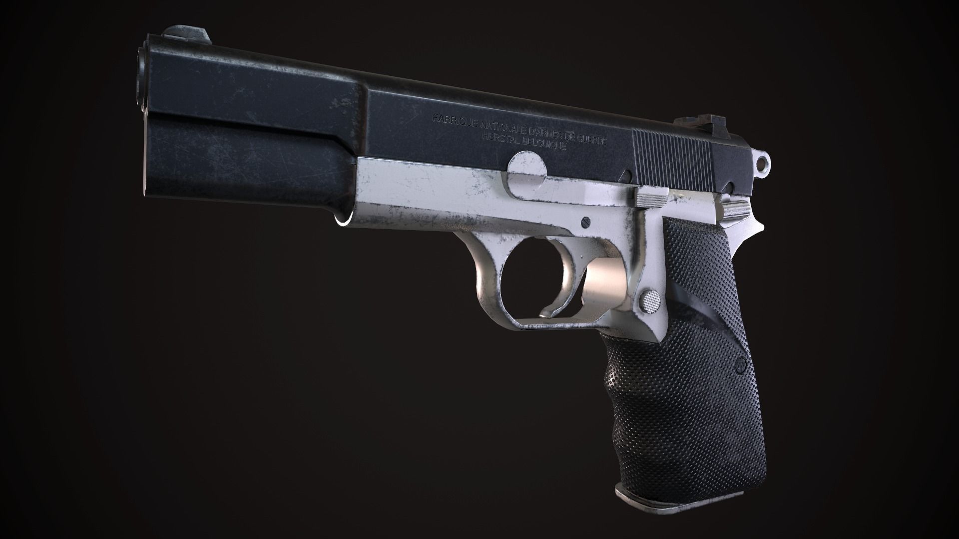 Browning Hi Power Low-poly 3D model_2