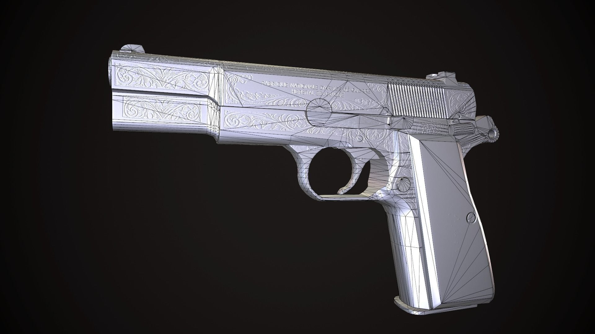 Browning Hi Power Low-poly 3D model_9