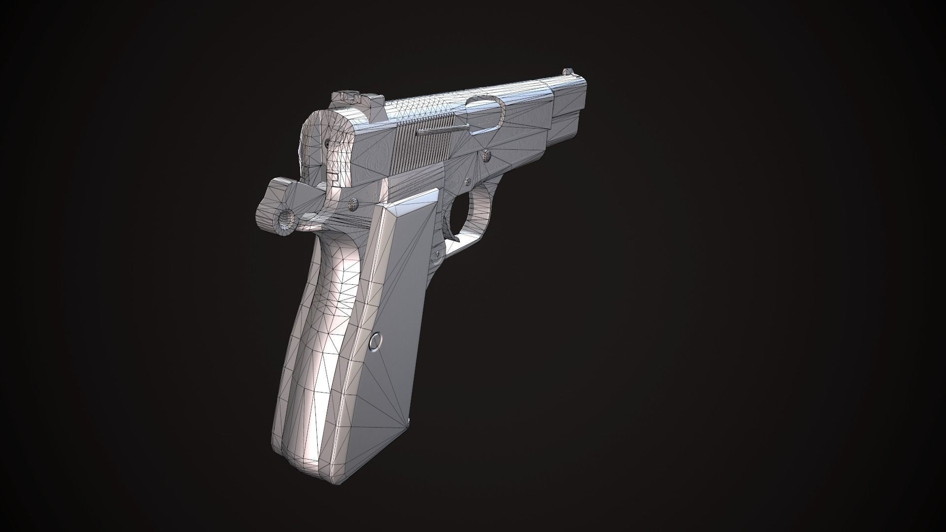 Browning Hi Power Low-poly 3D model_8