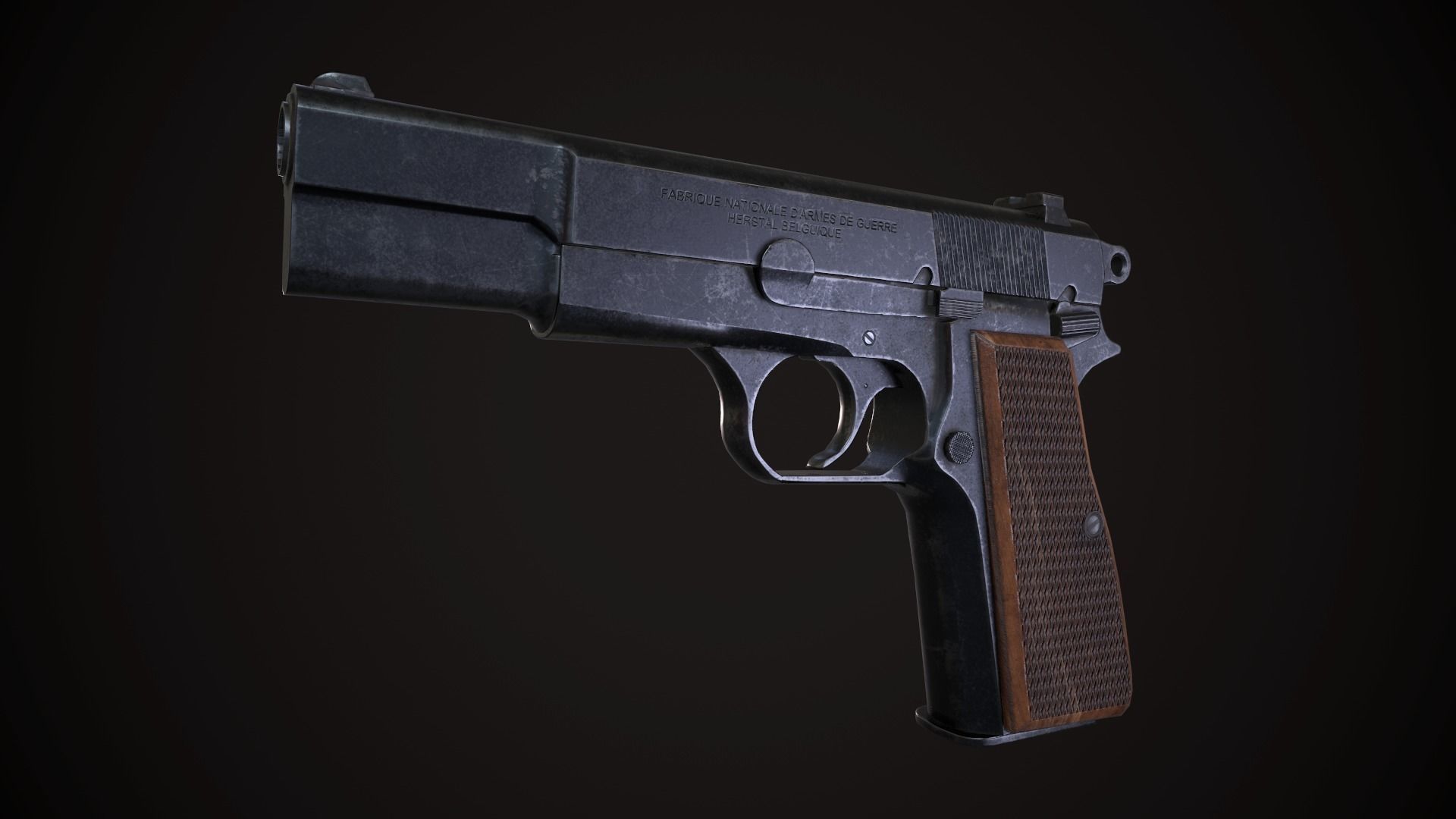 Browning Hi Power Low-poly 3D model_1