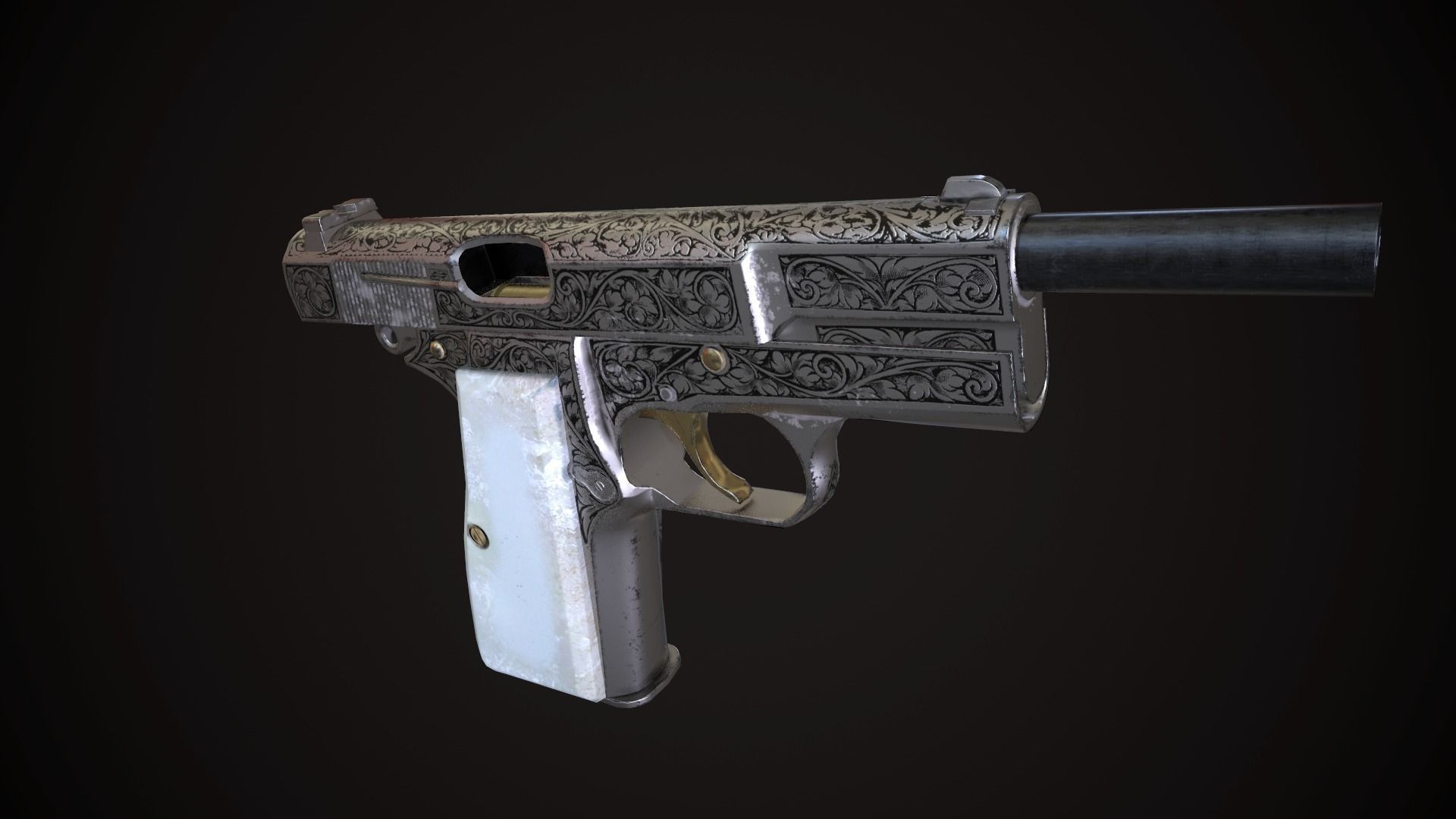 Browning Hi Power Low-poly 3D model_7