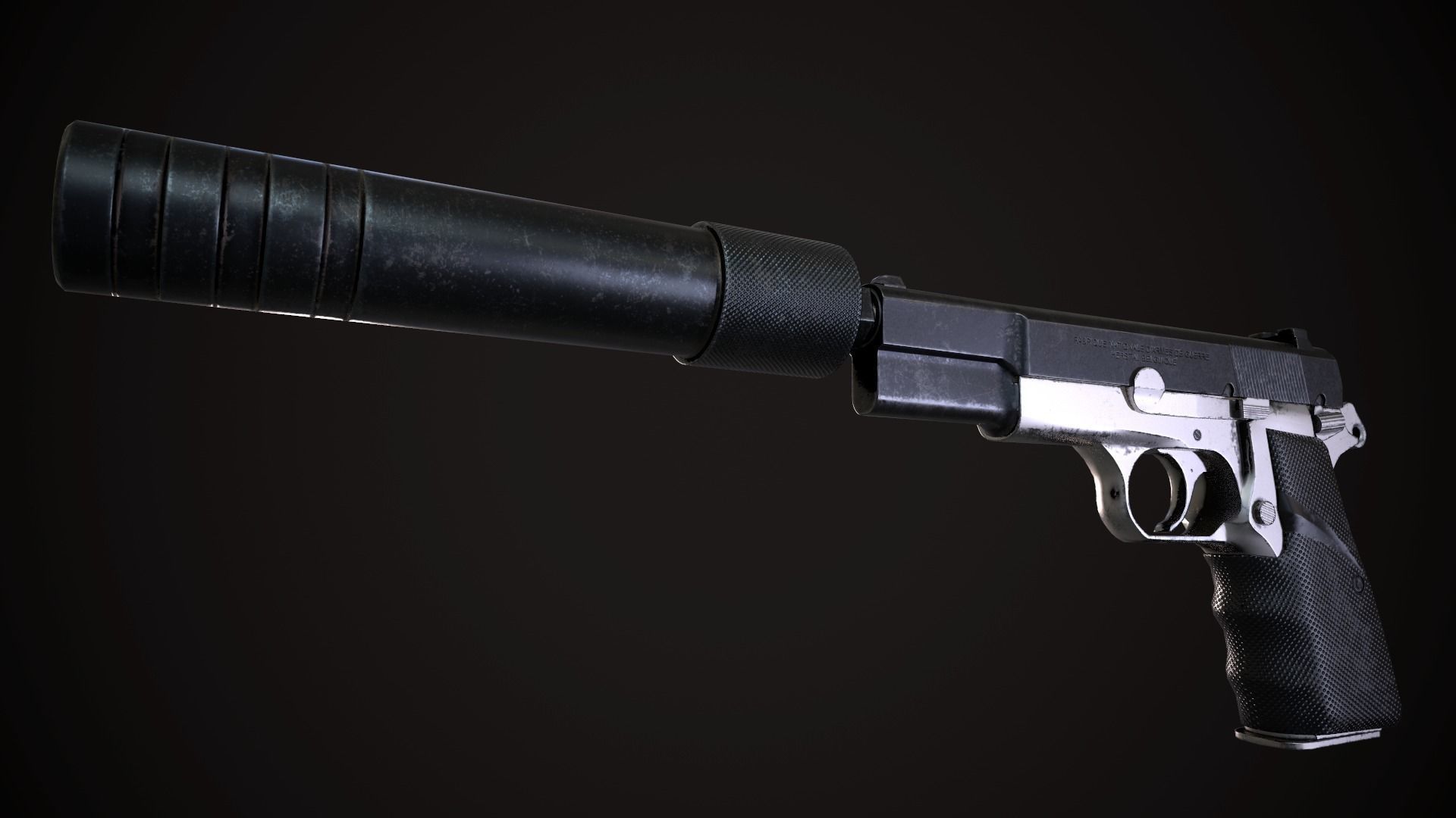 Browning Hi Power Low-poly 3D model_5