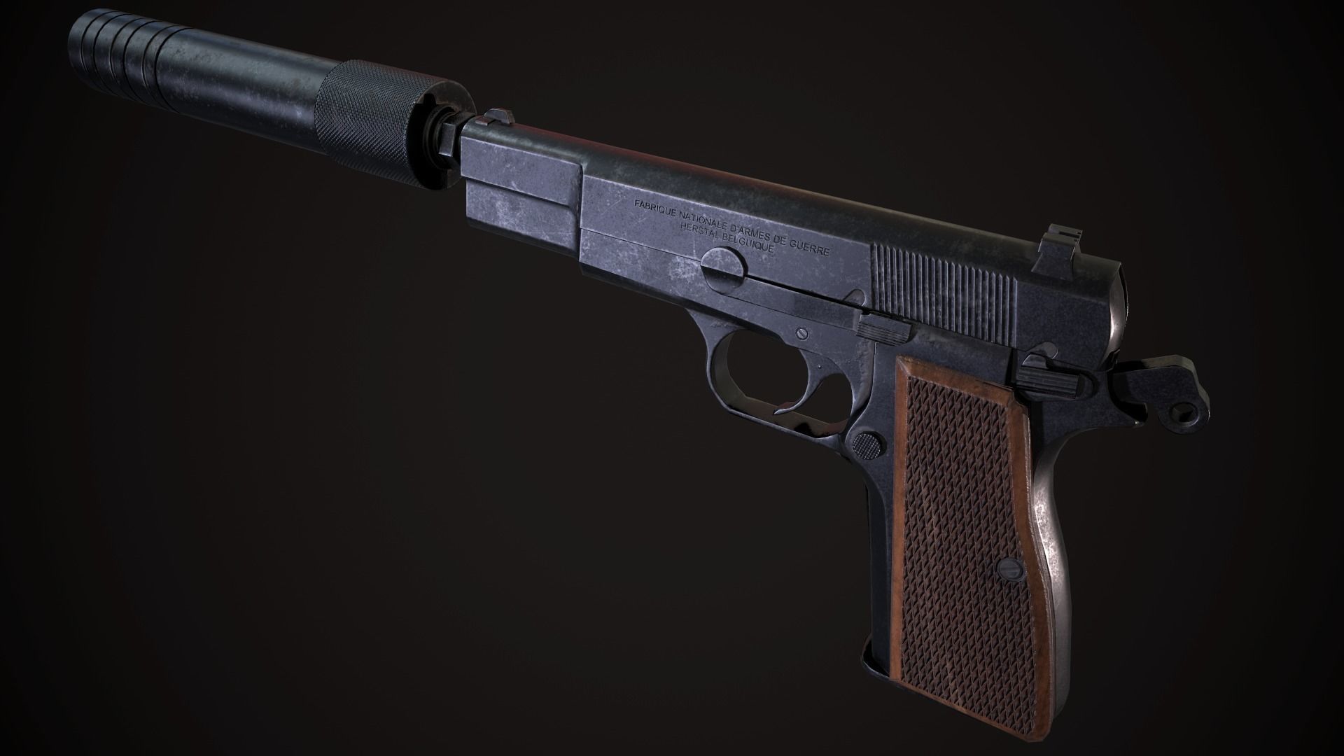 Browning Hi Power Low-poly 3D model_4