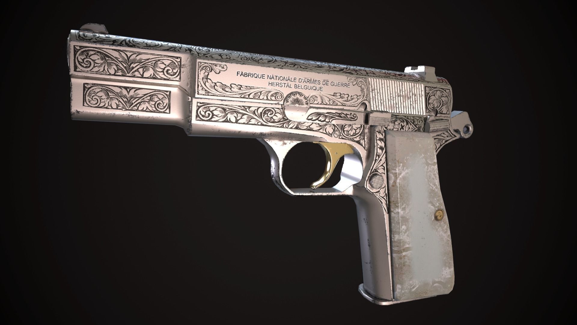 Browning Hi Power Low-poly 3D model_3