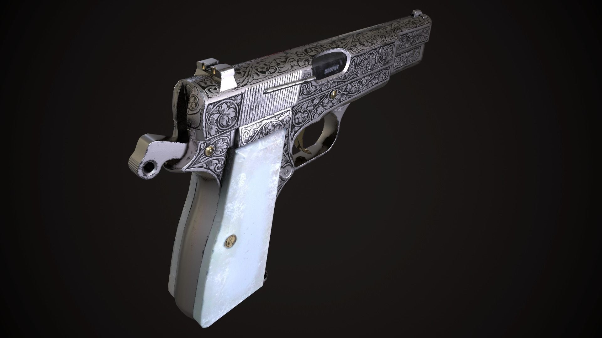 Browning Hi Power Low-poly 3D model_0