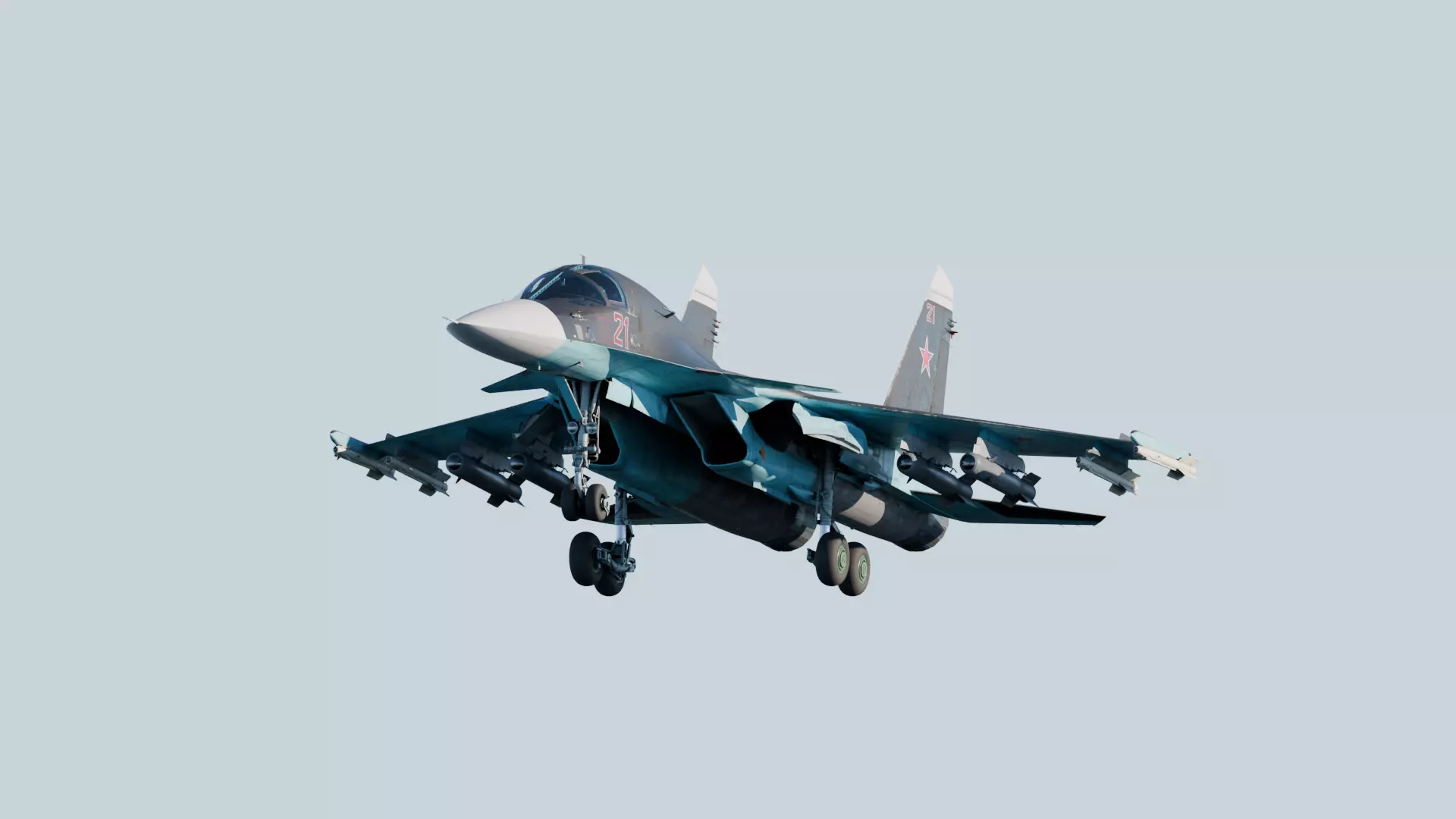 Soukhoi Su-34 Rigged Animated With 4 Skins and Weapons Low-poly 3D model