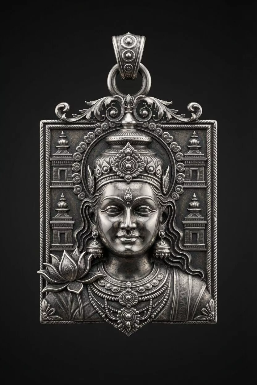 Lakshmi Pendant Hindu Goddess Medallion 3D print model