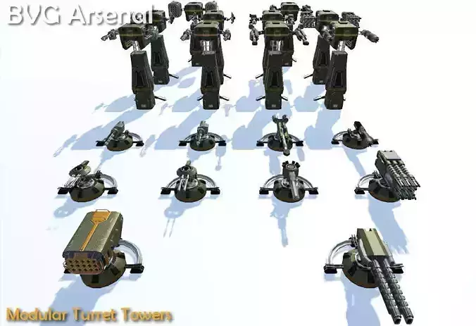 Modular Turret Tower - HQ Low-poly 3D model