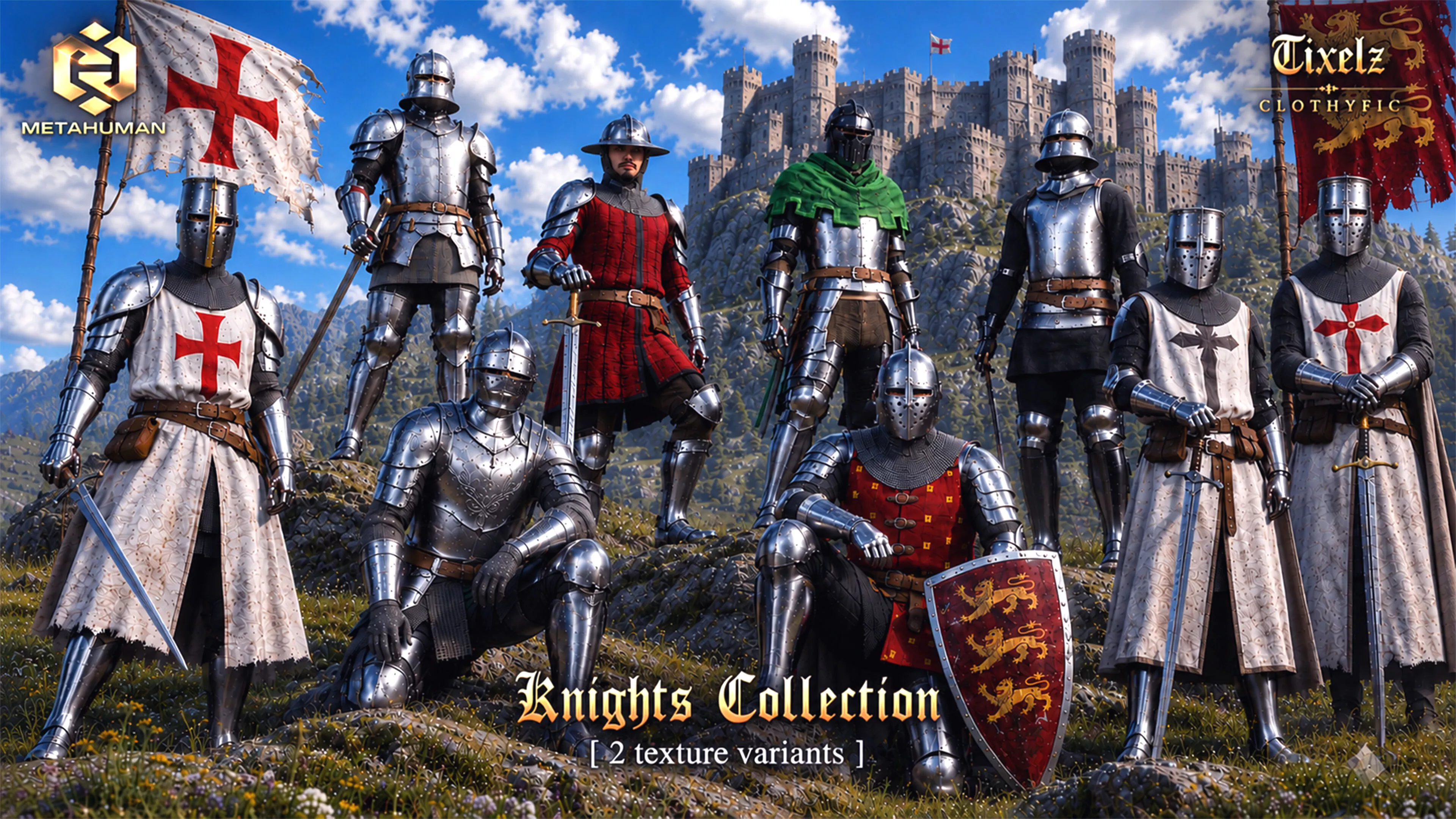 Armored Knight collection Low-poly 3D model