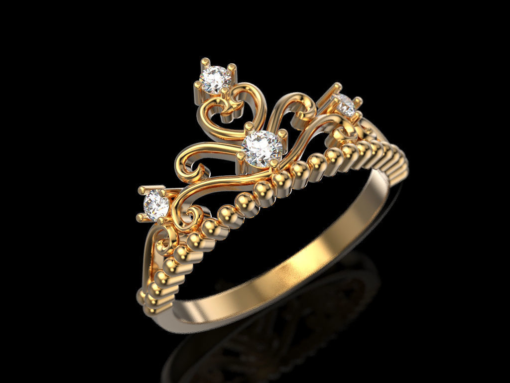 Crown ring 4 3D print model_1