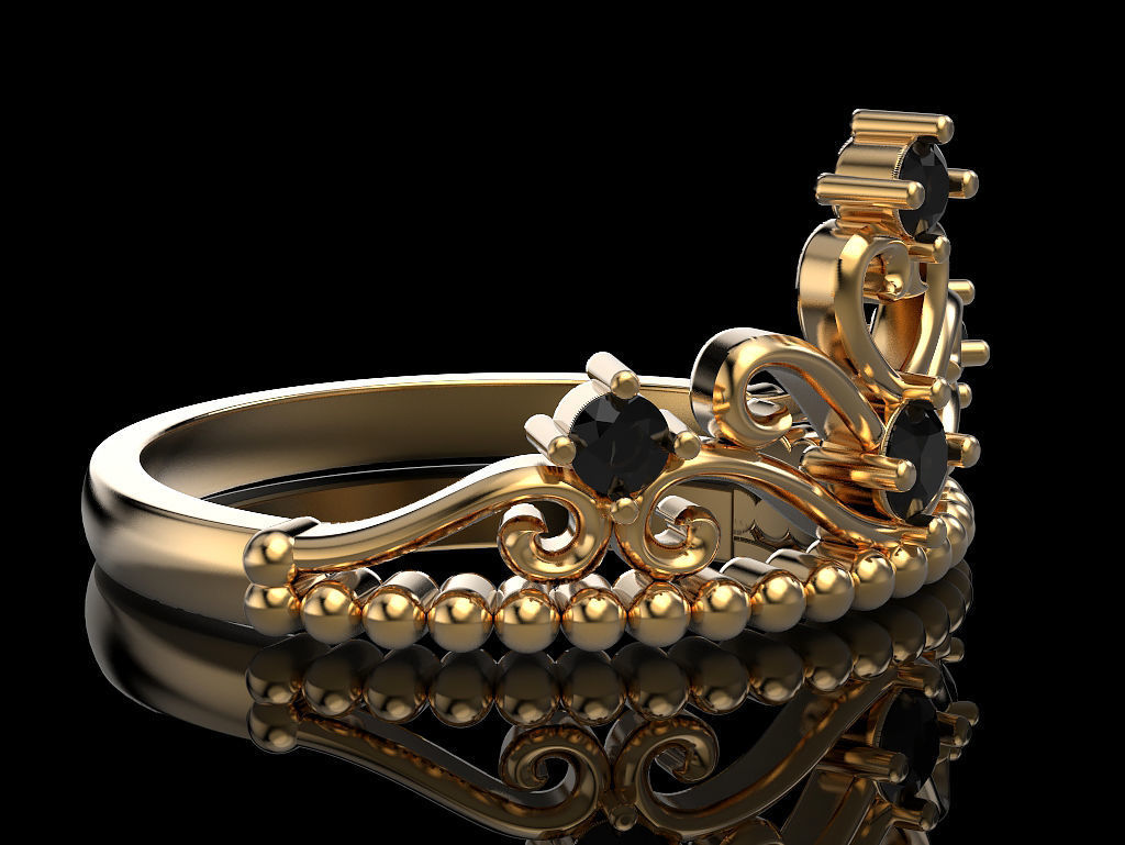 Crown ring 4 3D print model_4