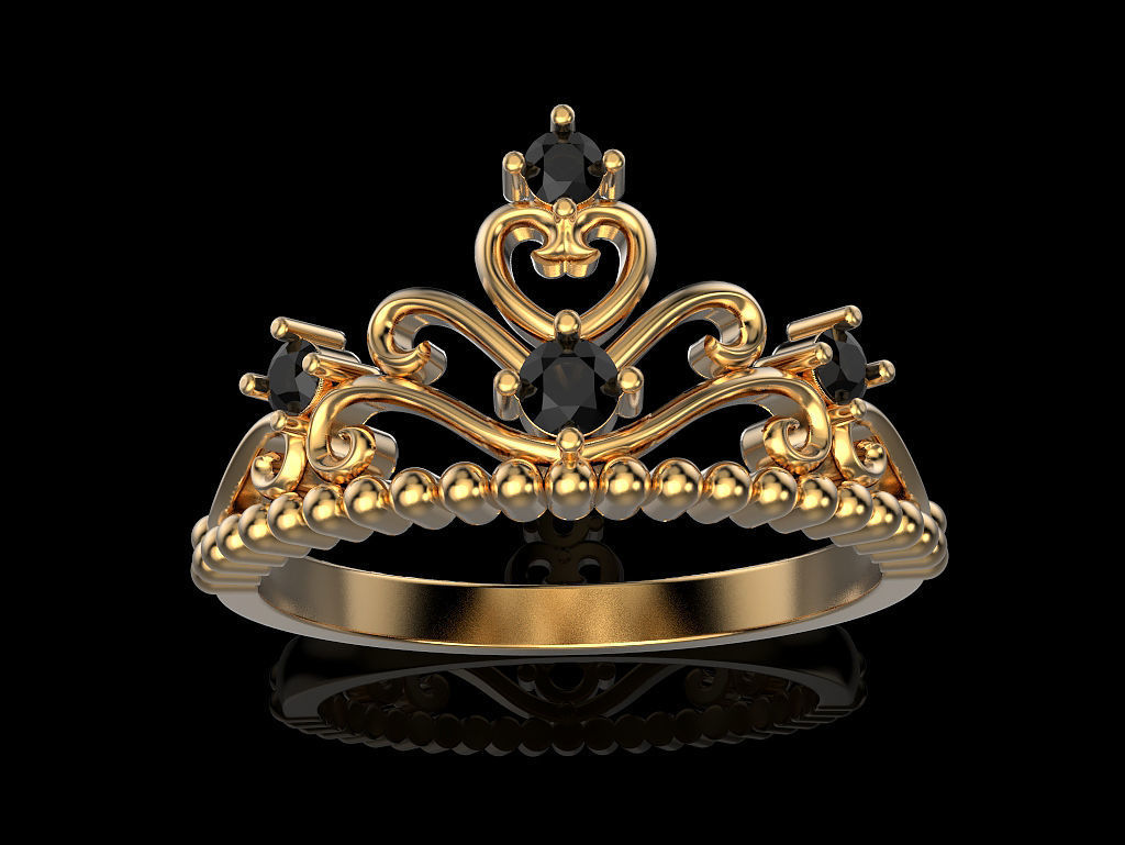 Crown ring 4 3D print model_3