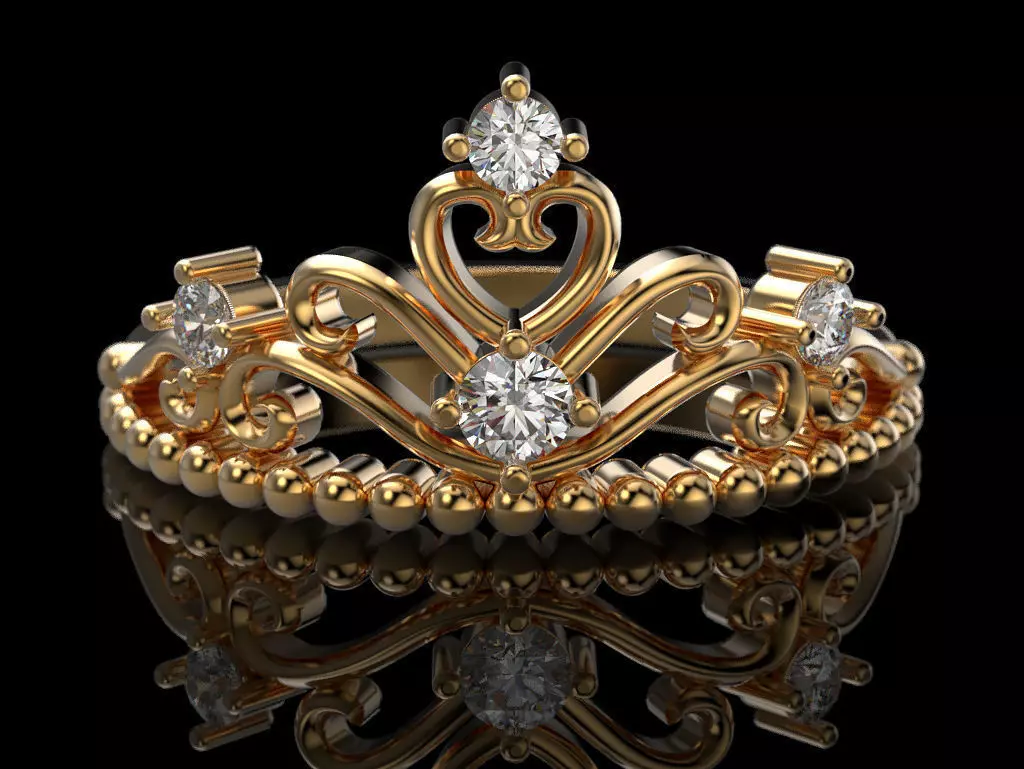 Crown ring 4 3D print model_0