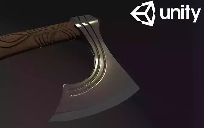 Viking style battle axe Low-poly 3D model