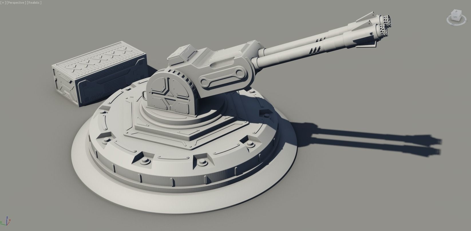 Sci-fi cannon with container 3D model