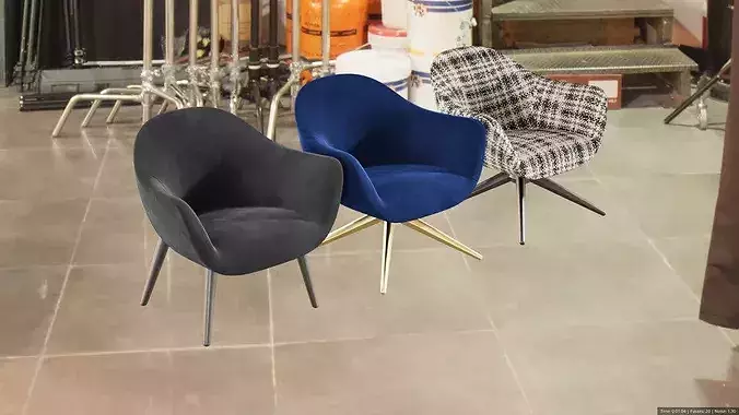 Set of armchairs 3D model 2