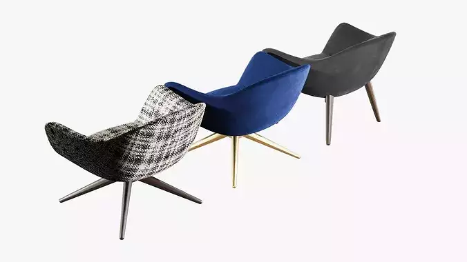 Set of armchairs 3D model 7