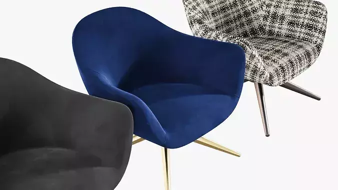 Set of armchairs 3D model 5