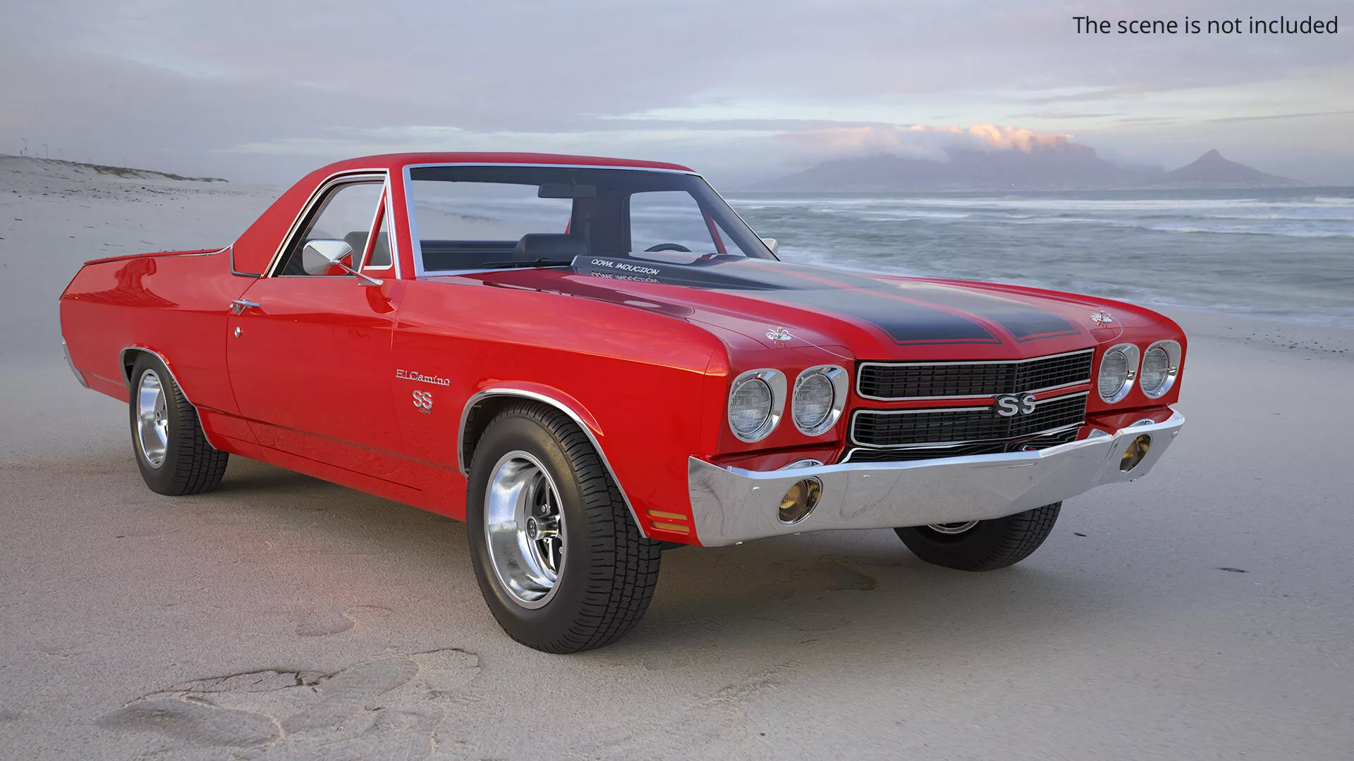 Red Chevrolet El Camino SS 1970 Rigged for Maya 3D model