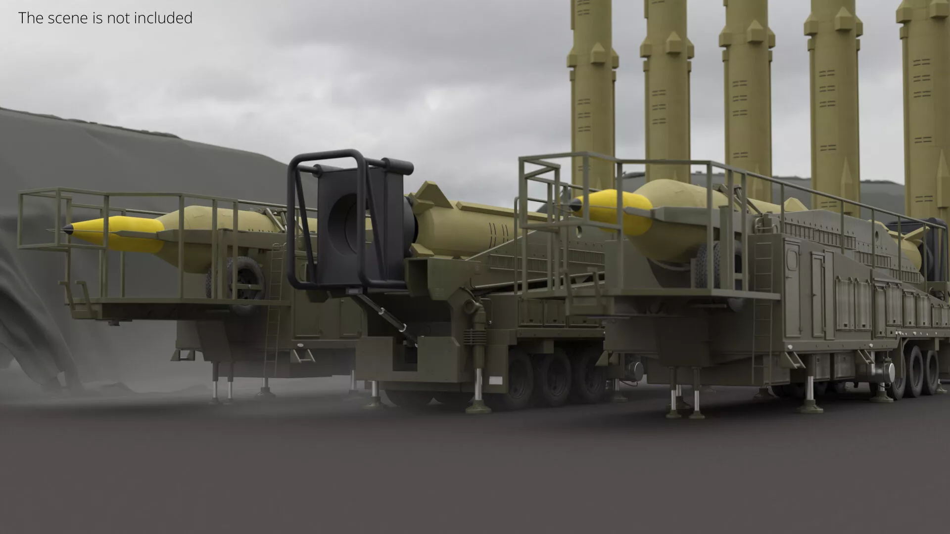 Strategic Missile Launch Trailer Rigged for Cinema 4D 3D model