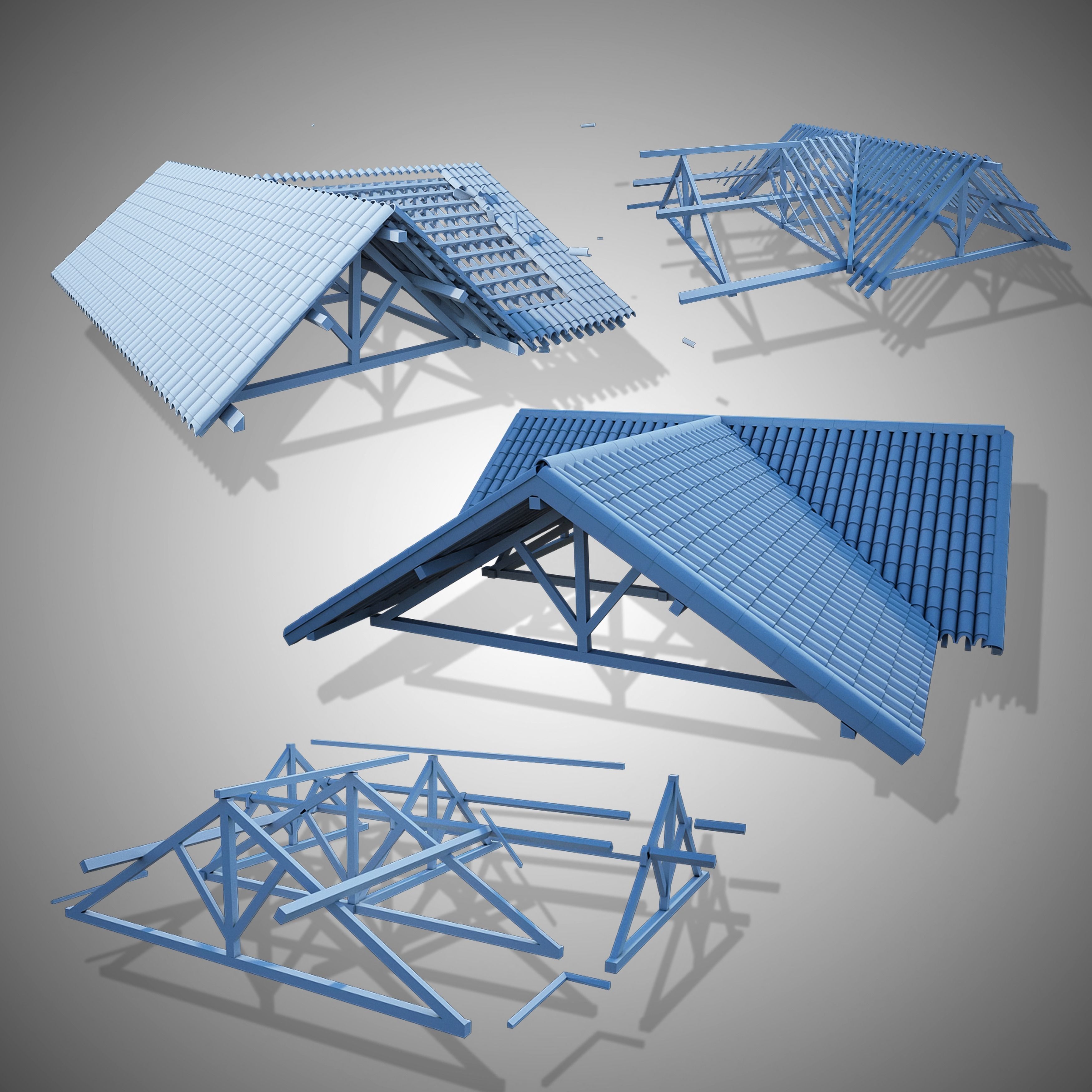 wood frame construction Low-poly 3D model_0