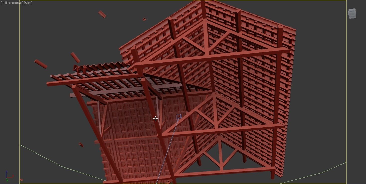 wood frame construction Low-poly 3D model_5