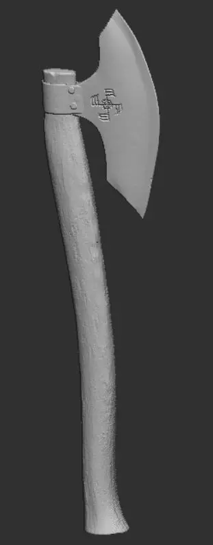Battle Axe Simple Low-poly 3D model_0