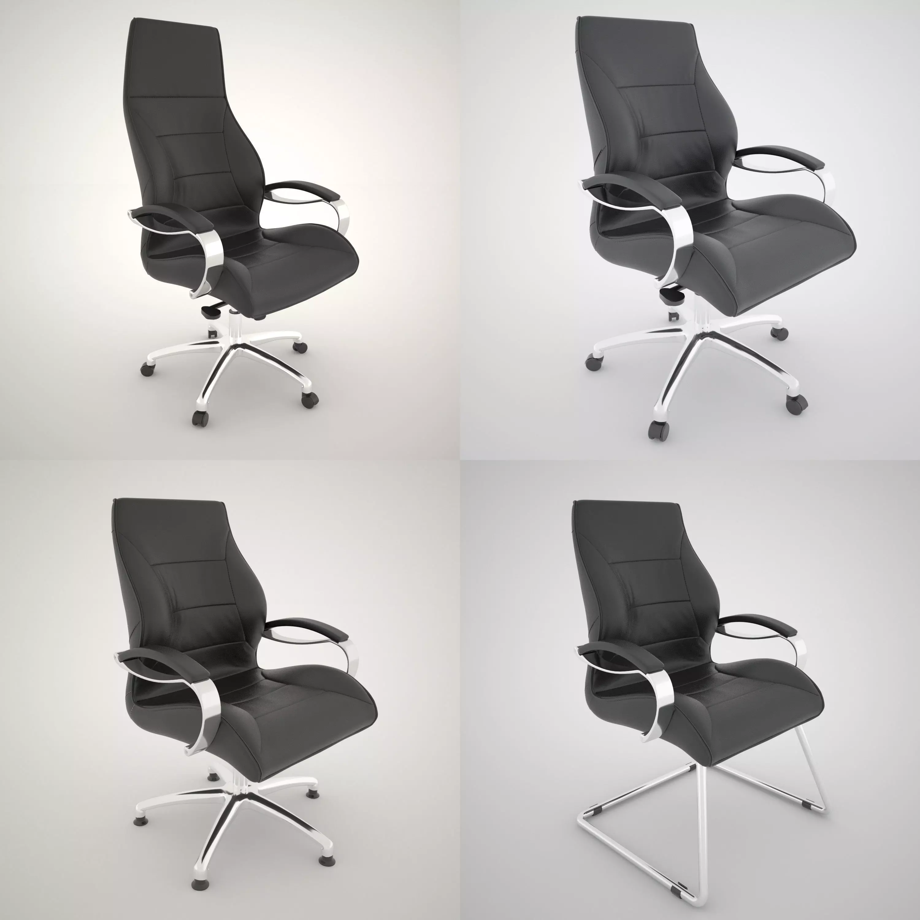 6 Kind Of Office Chairs 3D model