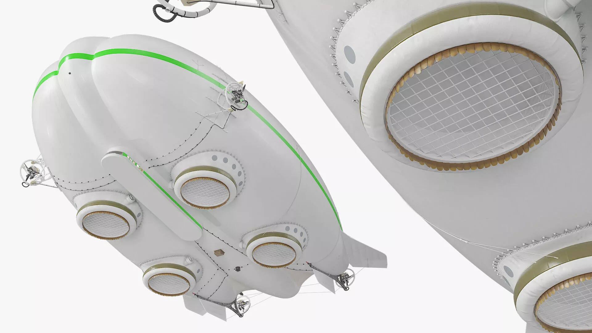 Futuristic Hybrid Transport Airship White with Interior Rigged 3D model