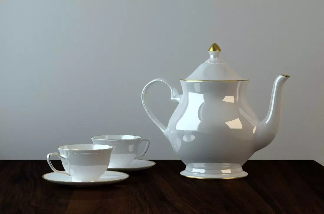 Teapot cups 3D model_0